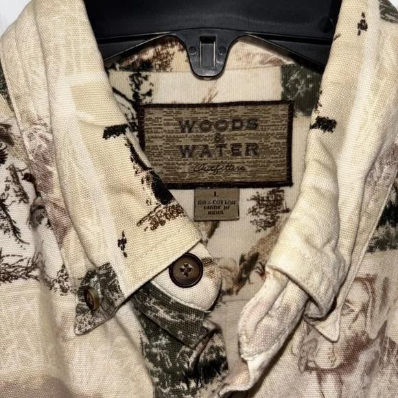 Woods & Water Outfitters Men's Dog Pheasant Long Sleeve Hunting Shirt Size L - Picture 3 of 7